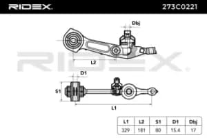 RIDEX Suspension arm Front Axle Right 273C0221 Track control arm,Wishbone MERCEDES-BENZ,S-Klasse Limousine (W220)