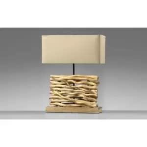 Onli Marica Table Lamp With Shade, Wood, Fabric Shade