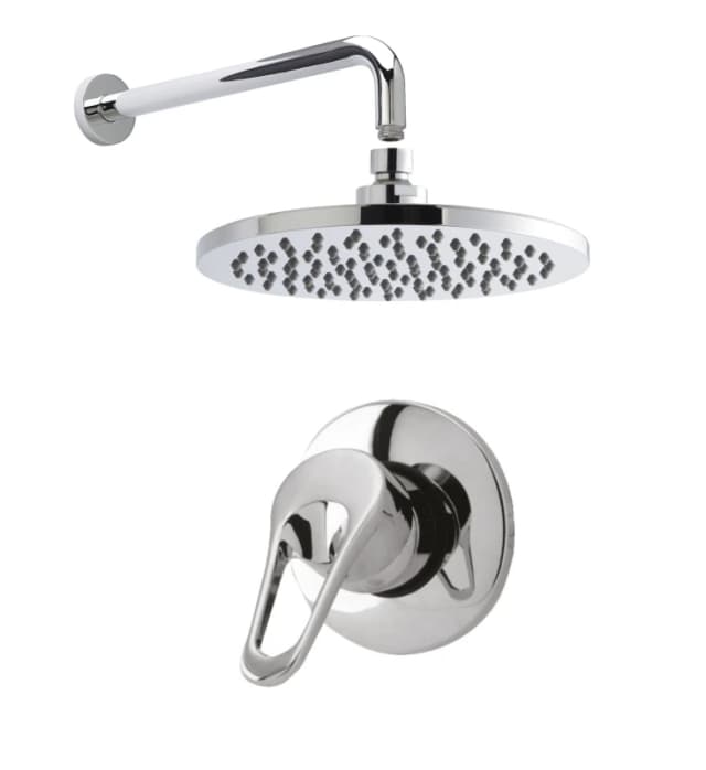 Balterley Shower Bundle Concealed Round Manual Valve Arm Head Kit Chrome Silver