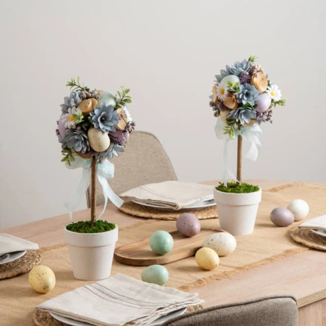 Scottish Everlastings Ltd Set 2 36cm Wood Shave Topiary Trees Multicolor Unisex