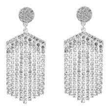 Mood Silver Crystal Oversize Diamond Chandelier Earrings
