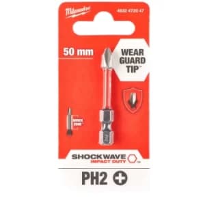 Milwaukee Shockwave Impact Duty Phillips Screwdriver Bits PH2 50mm Pack of 1