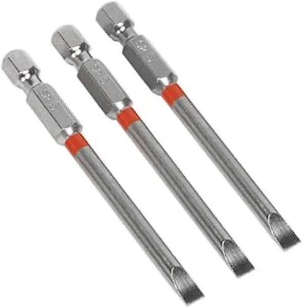 Sealey AK210517 Power Tool Bits Slotted 5mm Colour-Coded S2 75mm 3pc