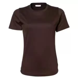 Tee Jays Womens/Ladies Interlock Short Sleeve T-Shirt (2XL) (Chocolate)