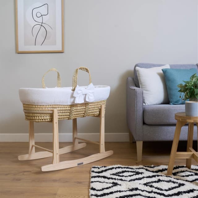 Clair de Lune Clair de Lune Chelsea Palm White Moses Basket