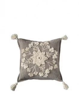 Gallery Snowflake Embroidered Cushion Natural 450X450Mm
