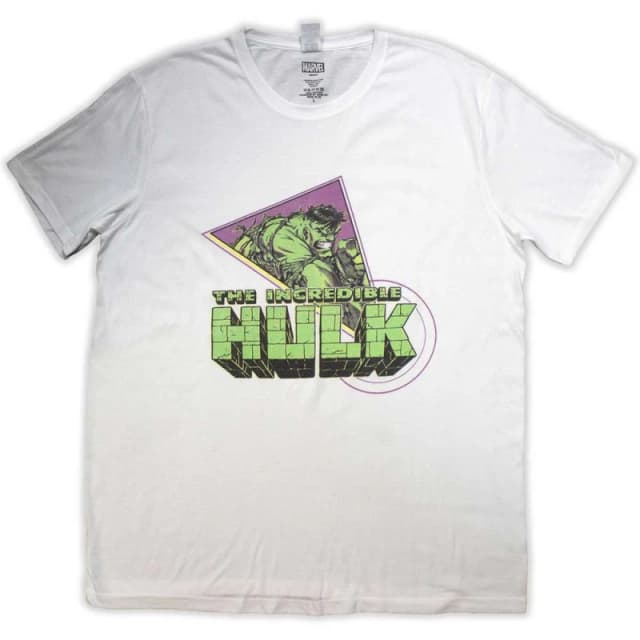 Marvel Hulk Triangle Logo T Shirt White unisex