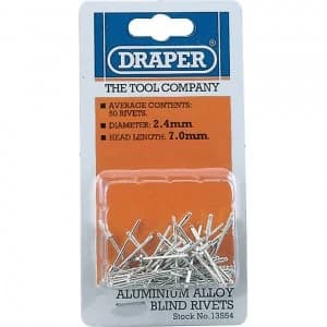 Draper Aluminium Pop Rivets 2.4mm 7mm Pack of 50