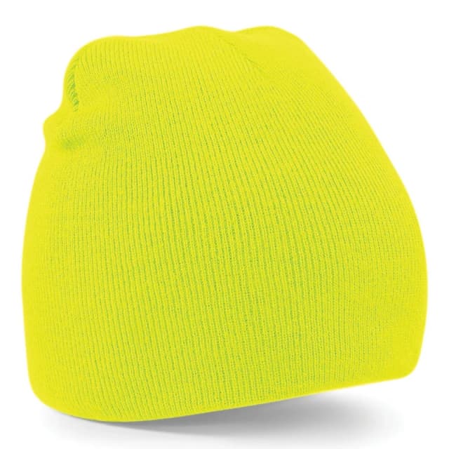 Beechfield Beechfield Men Plain Basic Knitted Winter Beanie Hat in Yellow Yellow One Size Male 5057080745838