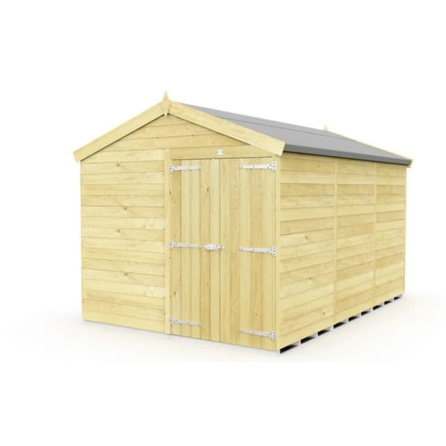Buttercup Farm 8 x 12 Feet Apex Shed - Double Door W/O Window - L358 x W231 x H217cm in Brown Brown Unisex