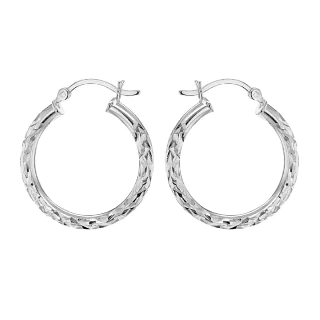 Be You Sterling Silver Diamond Cut Hoops Silver female One Size