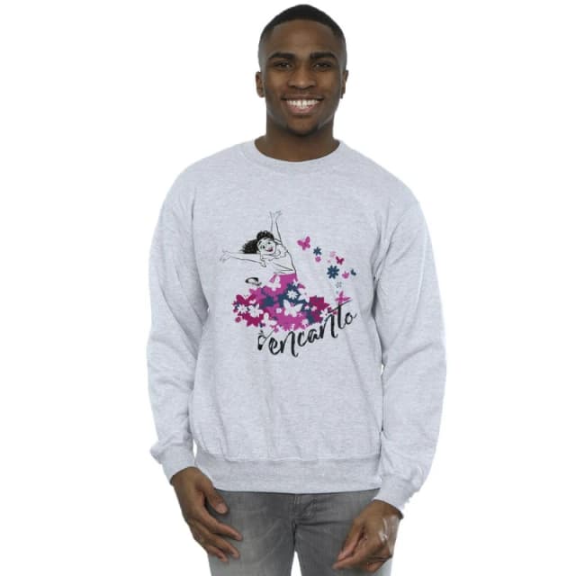 Disney Men Encanto Mirabel Flower Sweatshirt in Grey Size: Small Grey S Male 5063153613225