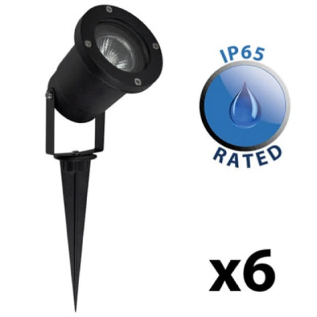 ValueLights Derwent Set of 6 Black Outdoor Ground Spike Light Black