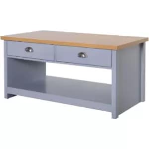 Coffee Table w/ 2 Drawers Open Display Wood Effect Tabletop Retro Style - Homcom