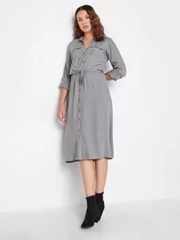 Long Tall Sally Grey Utility Shirt Dress, Grey, Size 12, Women