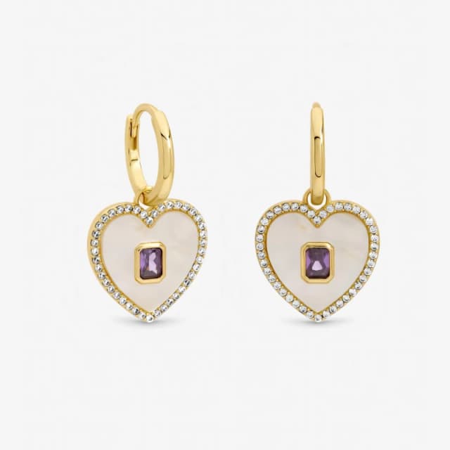 Jon Richard Gold Plated and Mother of Pearl Heart Earrings Stud Earrings One Size Gold 71697310000