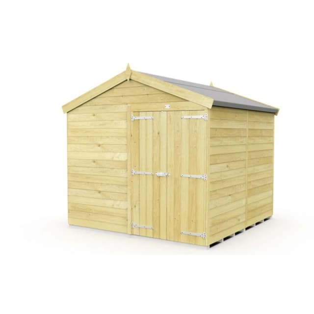 Buttercup Farm 8 x 8 Feet Apex Shed - Double Door W/O Windows - L243 x W231 x H217cm in Brown Brown Unisex