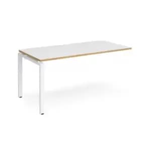 Bench Desk Add On Rectangular Desk 1600mm White/Oak Tops With White Frames 800mm Depth Adapt