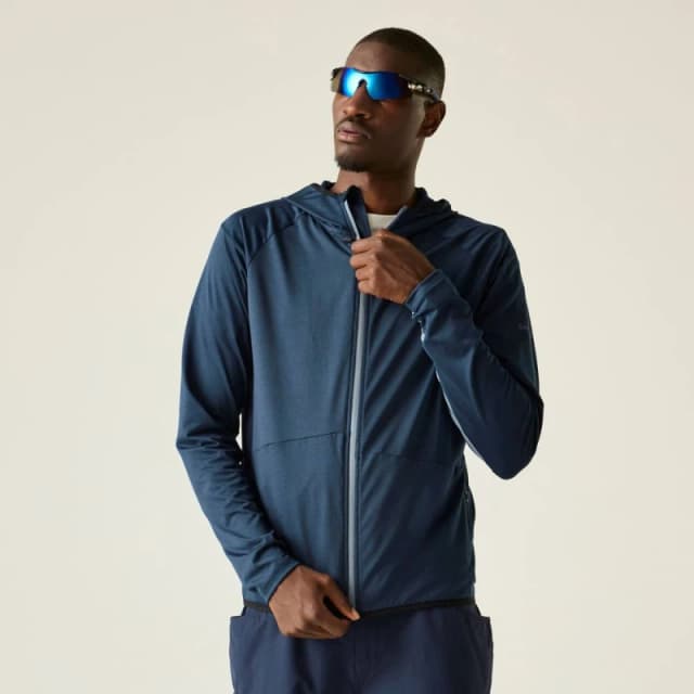 Dare 2b Mens Assimilate VI Full Zip Hooded Stretch Midlayer in Mid Navy Size: Medium Mid Navy Male M