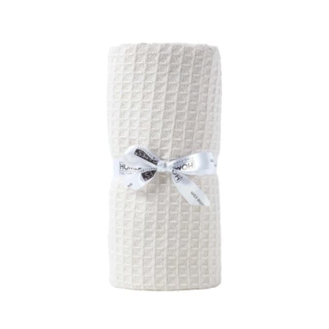 Homescapes Organic Cotton Waffle Baby Blanket Natural, 90 X 112 Cm