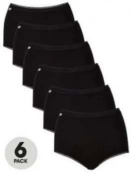 Playtex PURE COTTON 6 PACK MAXI BRIEF, Black, Size L, Women