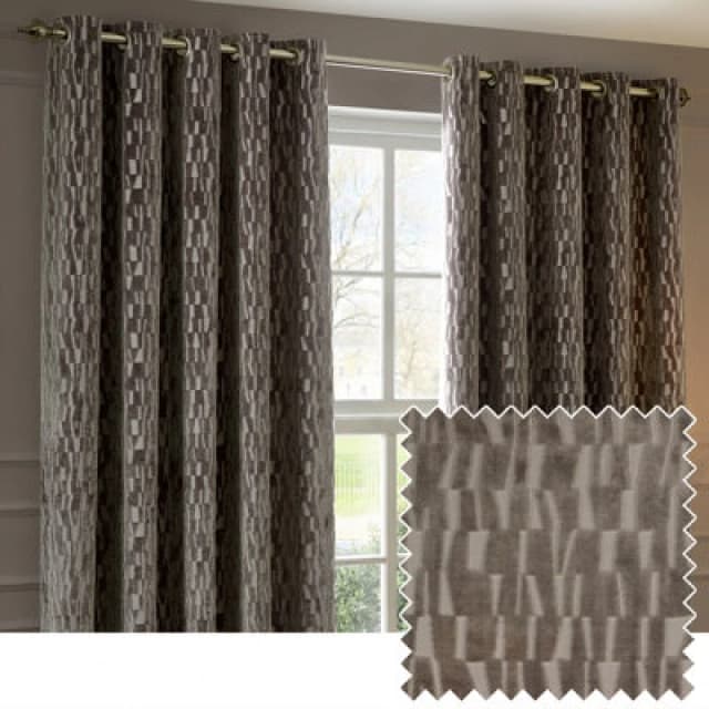 Paoletti Paoletti Manhattan Velvet Eyelet Curtain Pair in Natural Size: 117cm width x 137cm drop Natural 117cm width x 137cm drop Unisex 50255323640