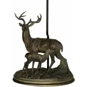 Table Lamp Stag & Fawn Statuette Bronze Patina LED E27 40w