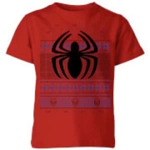 Marvel Avengers Spider-Man Logo Kids Christmas T-Shirt - Red - 11-12 Years