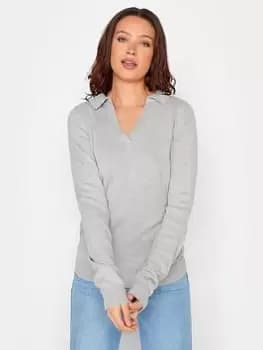 Long Tall Sally Collar Jumper - Pale Grey, Size 10-12, Women