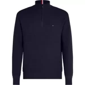 Tommy Hilfiger Spring Grid Zip Mock - Blue