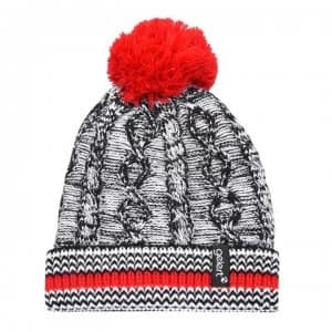 Gelert Cable Knit PomPom Beanie Juniors - Black/Red