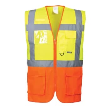 Portwest Prague Executive Class 2 Hi Vis Waistcoat Yellow / Orange L