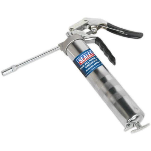 Loops Pistol Type Grease Gun - 3-Way Fill - Rigid Delivery Tube - Die-Cast Pump Head Multi