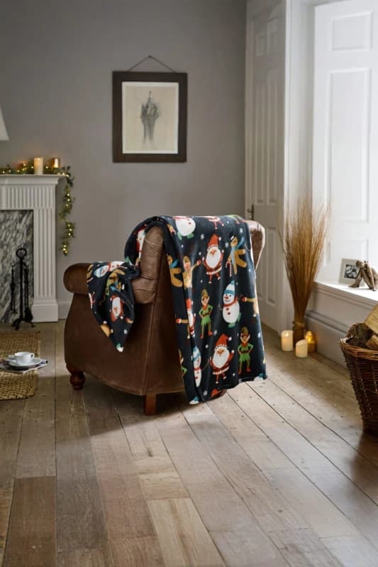 Deyongs Deyongs Christmas Dancers Festive Throw - Supersoft 140x180cm Blanket in Navy Size: 140cm x 180cm Navy 140cm x 180cm Unisex 5054990139955