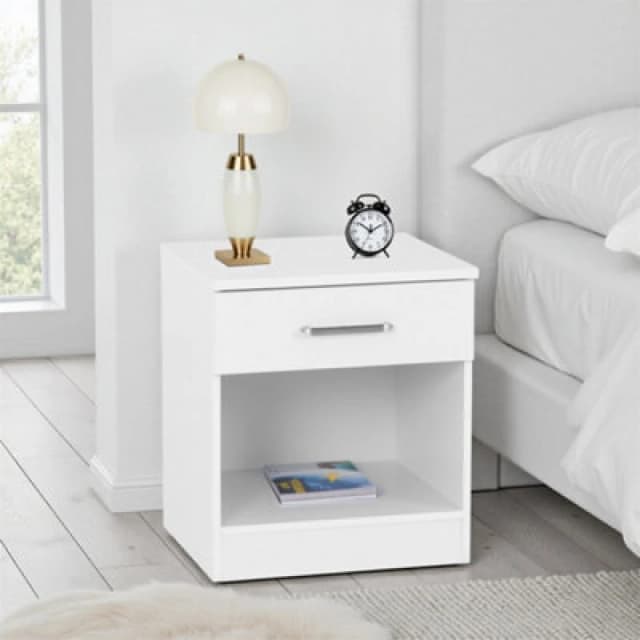 Seconique Dakota 1 Drawer Bedside - White 100-103-111