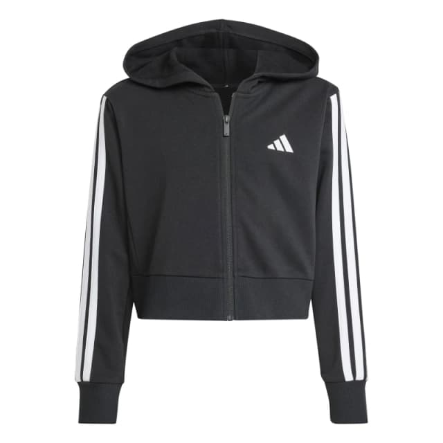 adidas adidas Essentials Girls 3-Stripes Zip Track Top Hoodie - Black 7 - 8 Years Female