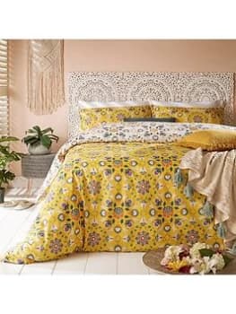 Riva Home Folk Flora Duvet Cover Set - Ochre