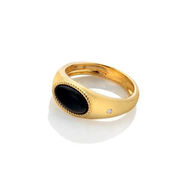 Hot Diamonds x Jac Jossa Black Onyx Oval Ring DR257/XS Size: Size XS
