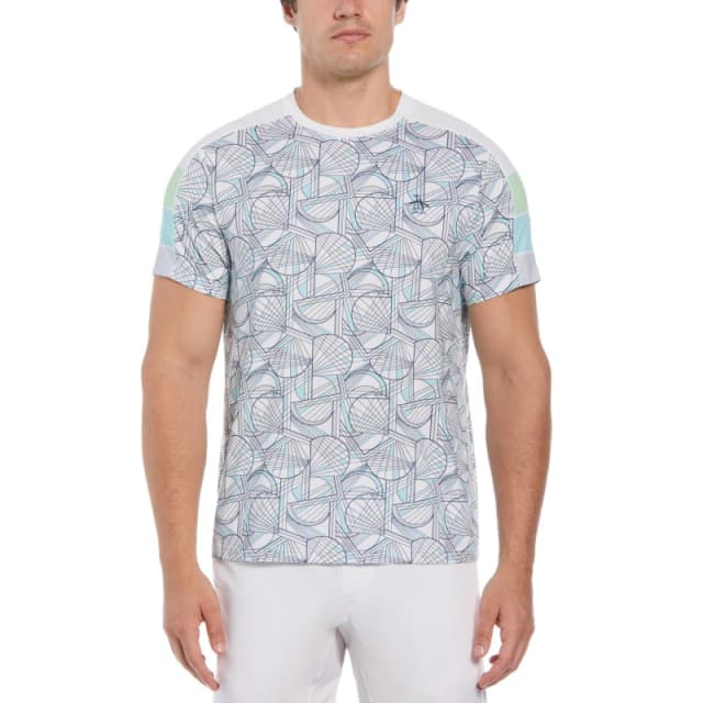 Original Penguin Tennis Racket Print Performance Short Sleeve Tennis T-Shirt - White White S