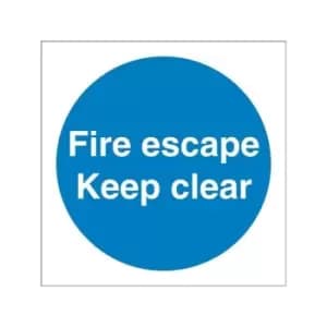 Castle Promotions - Fire Escape Keep Clear Sign - Self Adhesive Vinyl - 100mm x 100mm - SS007SA