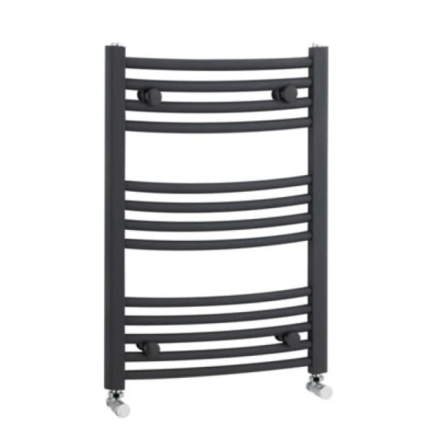 Balterley Heated Vertical Towel Rail With Curved Rails - 1051 Btu - 700mm X 500mm - Anthracite