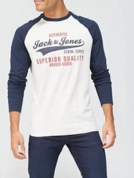 Jack & Jones Logo Raglan T-Shirt - Navy, Size 2XL, Men