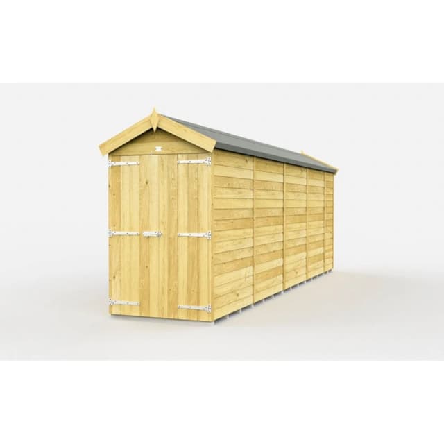Buttercup Farm 4 x 18 Feet Apex Shed - Double Door W/O Window - L533 x W118 x H217cm in Brown Brown Unisex