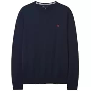 Crew Clothing Mens Organic Cotton V-Neck Sweater Dark Navy Large