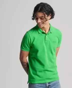 Superdry Mens Organic Cotton Vintage Destroy Polo Shirt Green / Kelly Green - Size: L