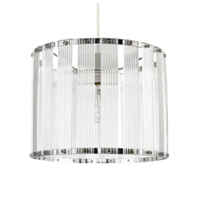 Happy Homewares Designer Pendant Light Shade With Rippled Acrylic Transparent Columns