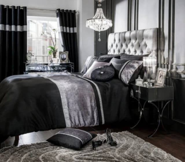 Intimates Elegant Jacquard Weave Duvet Cover & Pillowcase Set, Sophisticated Look, Modern Chic Bedroom Decor, Machine Washable - Black