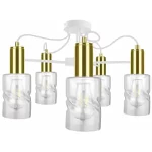 Keter Inger Multi Arm Semi Flush Ceiling Light White, Gold, 60cm, 5x E27