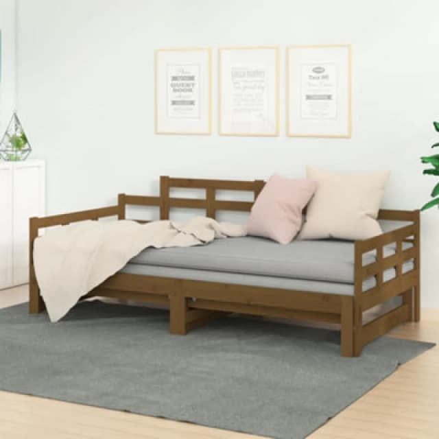 Vidaxl Pull-out Day Bed Honey Brown Solid Wood Pine 2X(90X200) Cm, Brown 820345