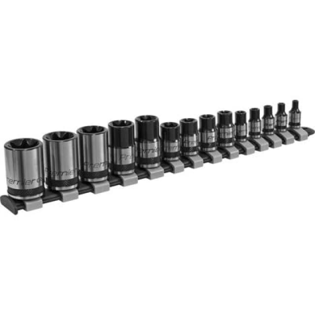 Loops 14 PACK TRX Star Socket Set - 1/4" 3/8" 1/2" Square Drive PREMIUM BLACK CHROME Black